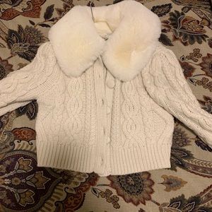 Faux Fur Trim Knit Cardigan